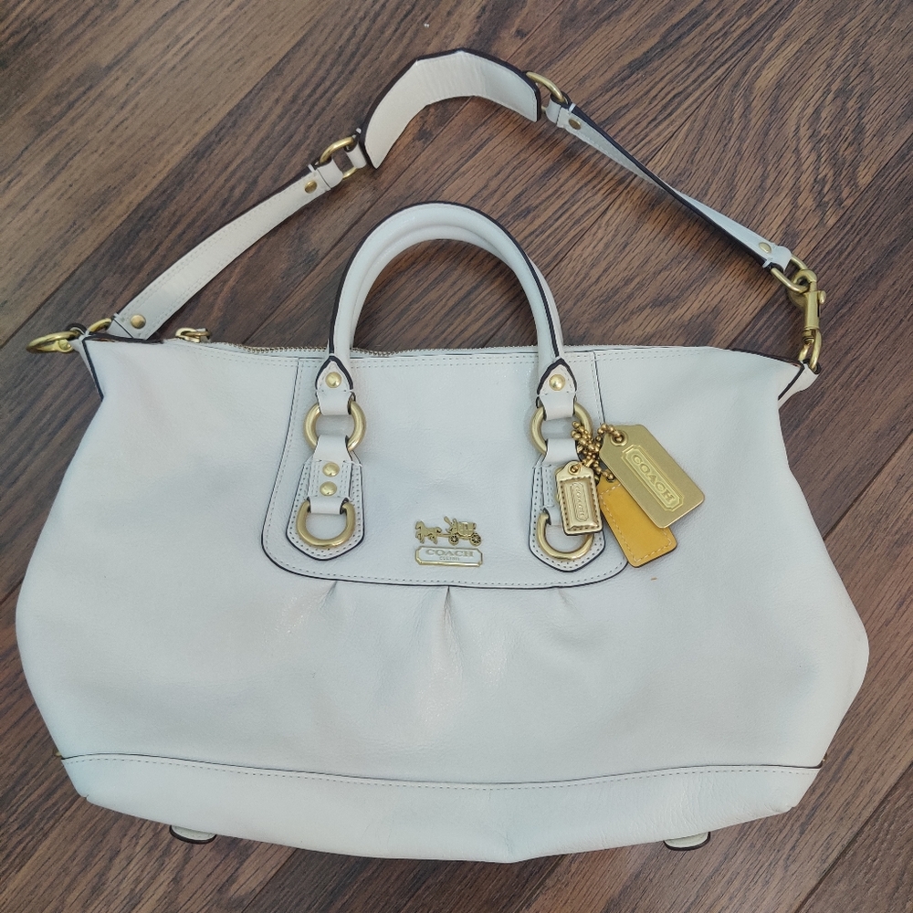 Coach White and Gold Satchel